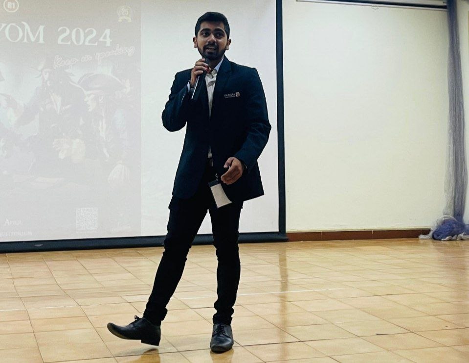 Manav Gupta hosting his college's event, 2023